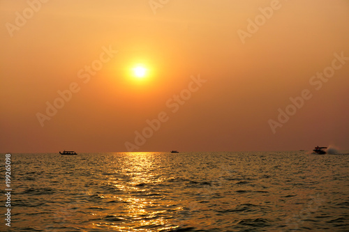 Sunset on Tonle Sap River  Cambodia