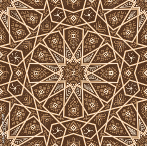 Set of islamic oriental patterns, Seamless arabic geometric ornament collection. Vector traditional muslim background. east culture, indian heritage, arabesque, persian motif. Ramadan kareem. brown