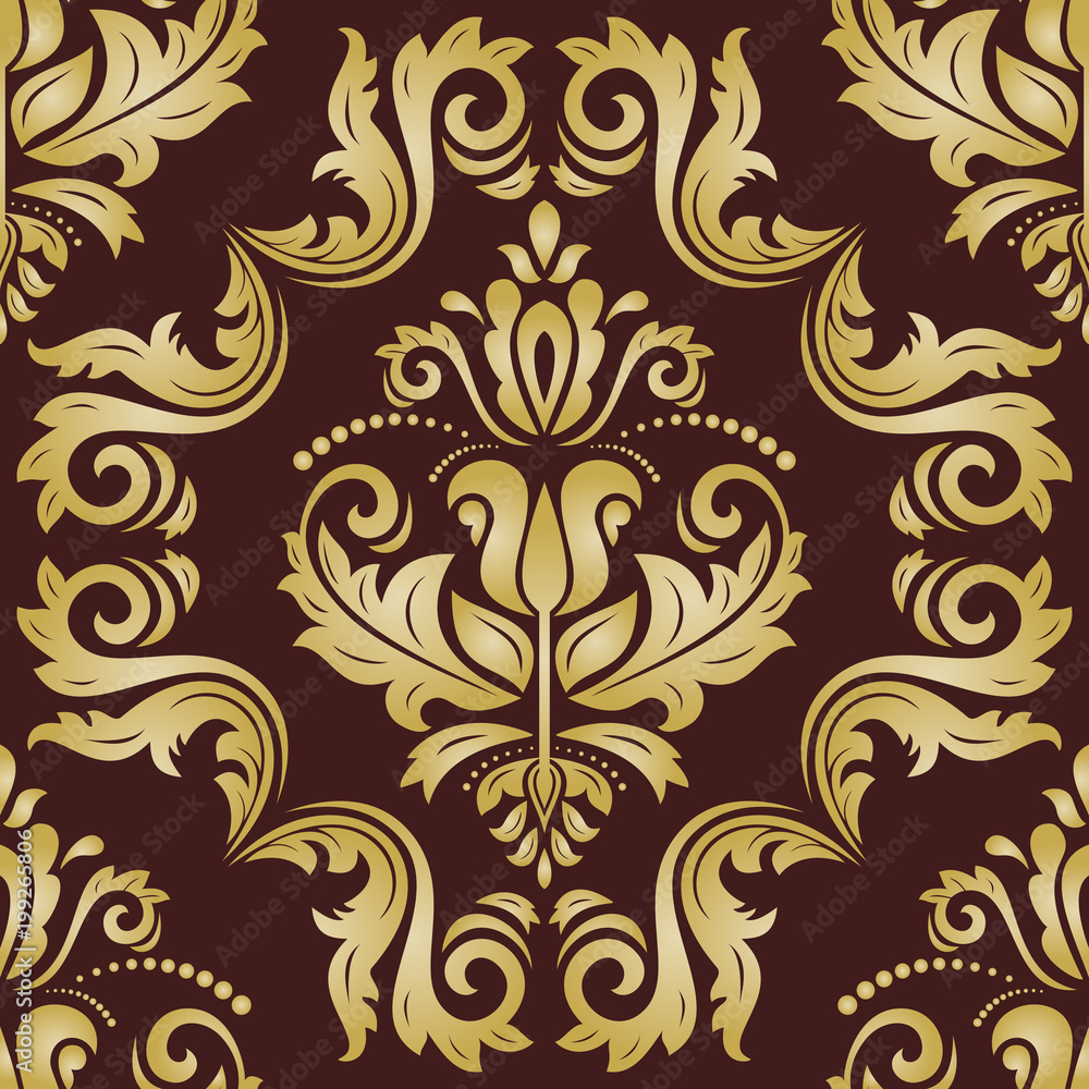 Classic seamless golden pattern. Traditional orient ornament. Classic vintage background