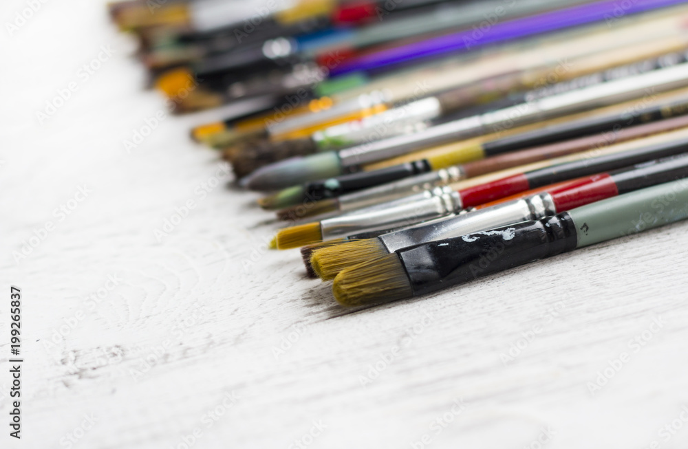 Fototapeta premium Row of artist paint brushes