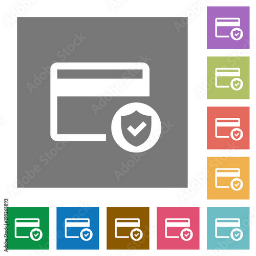 Safe credit card transaction square flat icons