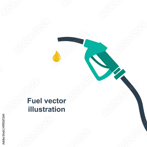 Fuel pump icon. Petrol station sign. Gas station sign. Fuel background. Vector illustration, flat design. Gasoline pump nozzle with drop.