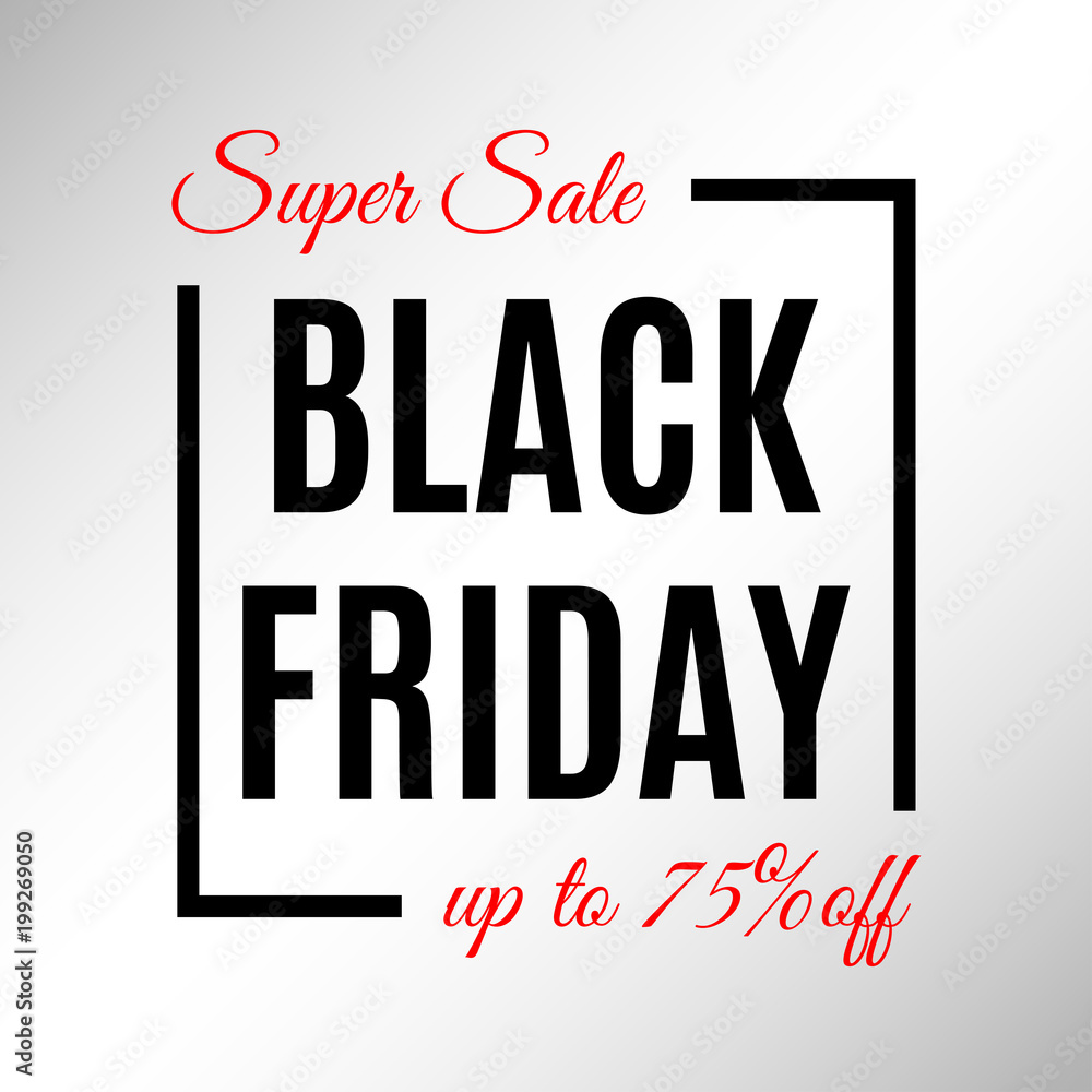 Black Friday Sale banner template. Discount background template. Vector illustration.