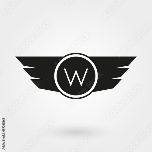 Wings icon. Winged logo and emblem collection. Company, army or aviation wing badge template. Vector illustration.