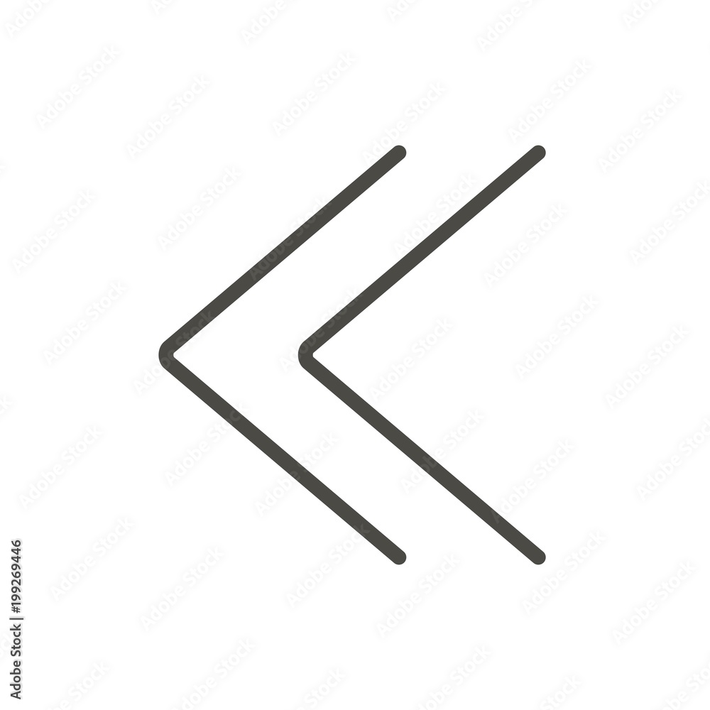 Double chevrons icon vector. Previous line symbol. Double chevrons icon vector. Previous line symbol.