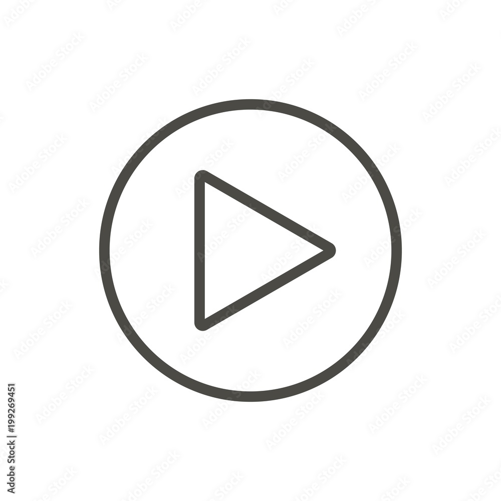 Play button, line icon. Vector outline media sign. Play button, line icon. Vector outline media sign.