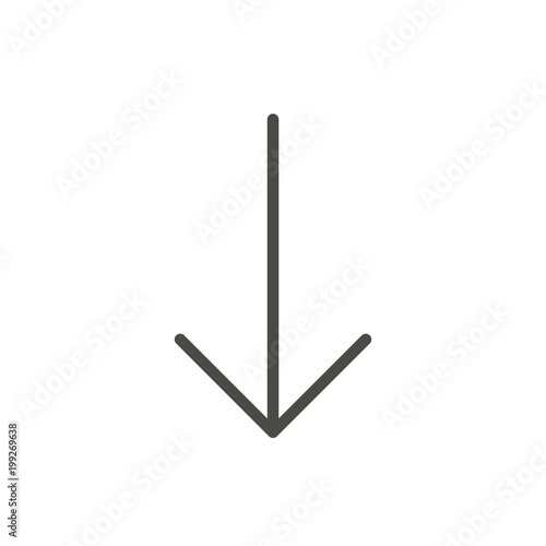 Down arrow icon vector. Line downgrade symbol.