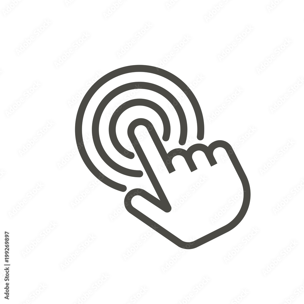 Click icon vector. Line touch finger symbol. Click icon vector. Line touch finger symbol.