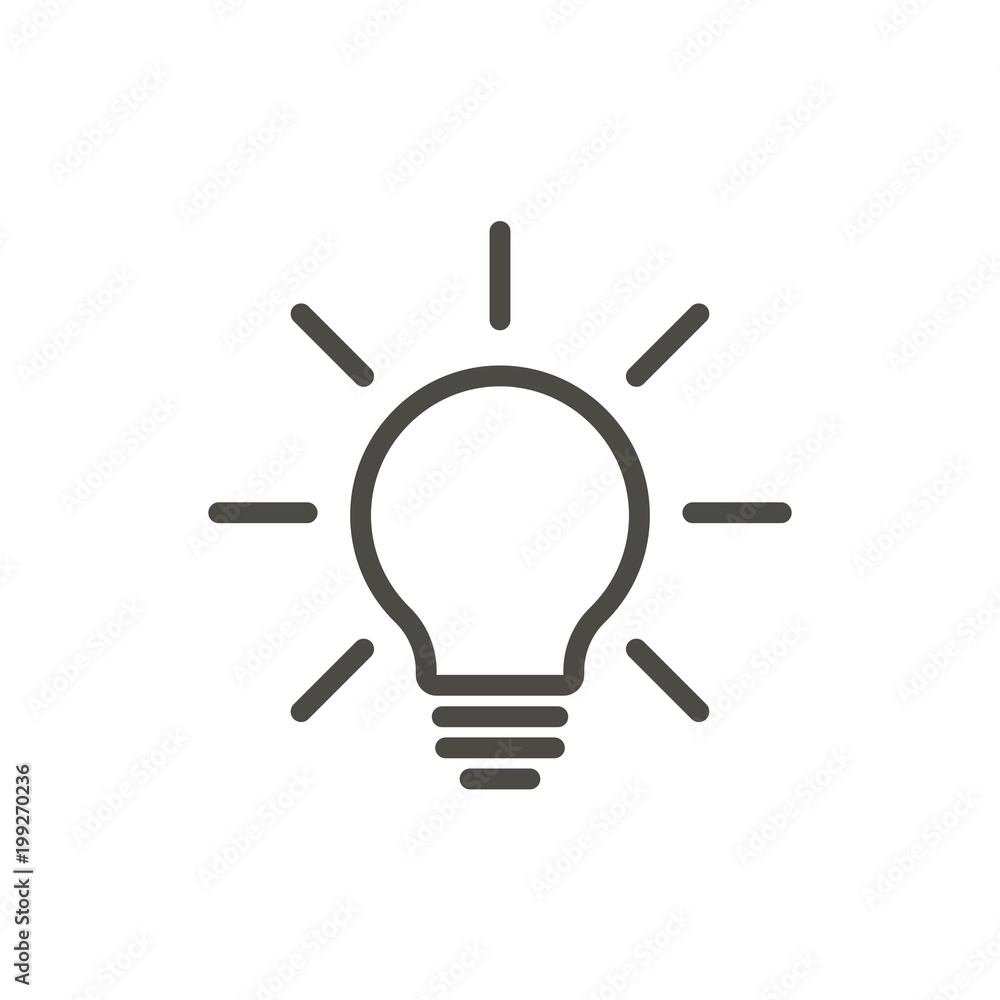 Bulb light icon vector. Line lamp on symbol. Stock ベクター | Adobe Stock