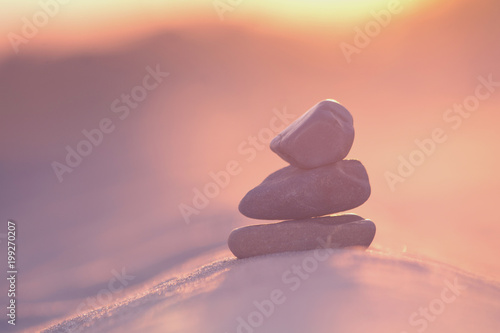Nature harmony. Pyramid of stones symbol of calm