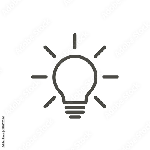 Bulb light icon vector. Line lamp on symbol.