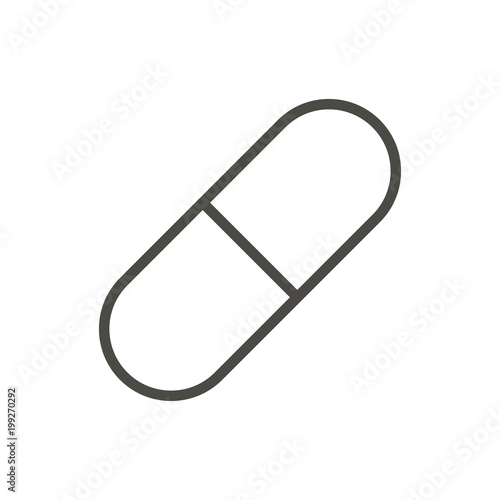 Pill icon vector. Line capsule pill symbol.