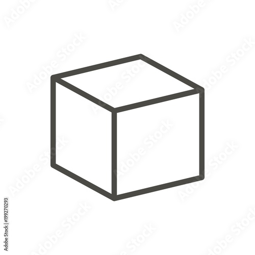 Cube icon vector. Line 3d box symbol.