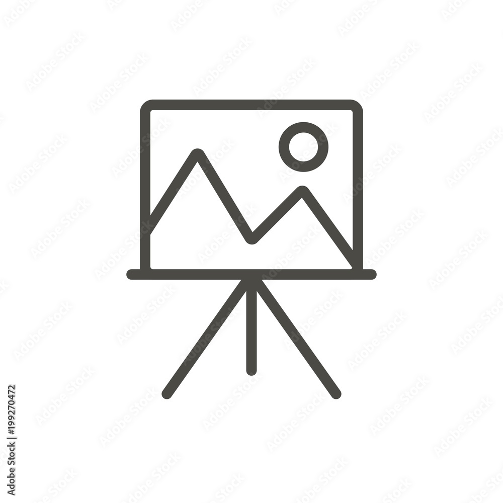 Artist easel icon vector. Line art canvas symbol. Artist easel icon vector. Line art canvas symbol.
