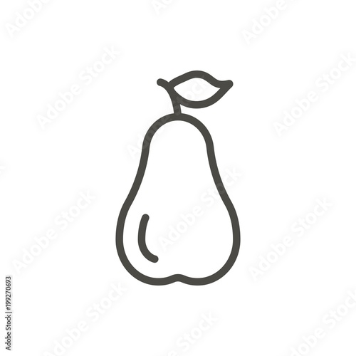 Pear icon vector. Outline fruit, line pear symbol.