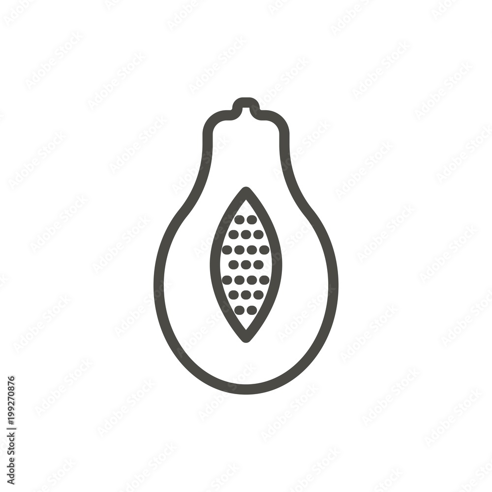 Papaya icon vector. Outline fruit, line papaya symbol. Papaya icon vector. Outline fruit, line papaya symbol.