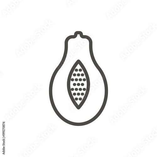 Papaya icon vector. Outline fruit, line papaya symbol.