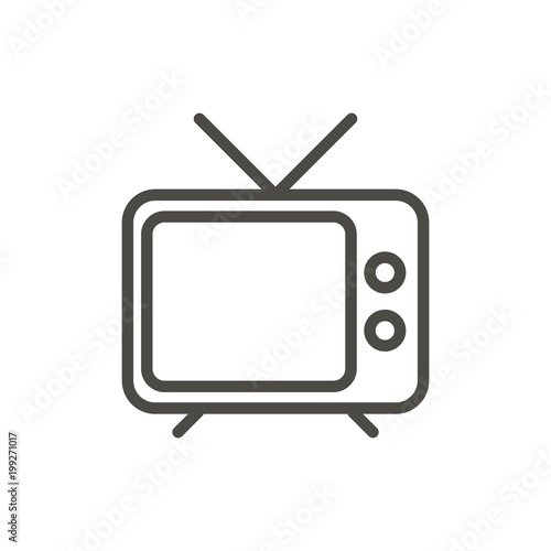 Tv icon vector. Outline television, line old tv symbol.