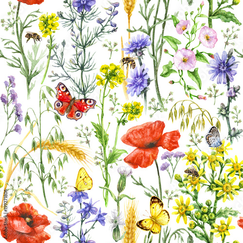 Wildflowers  and Insects Pattern © val_iva