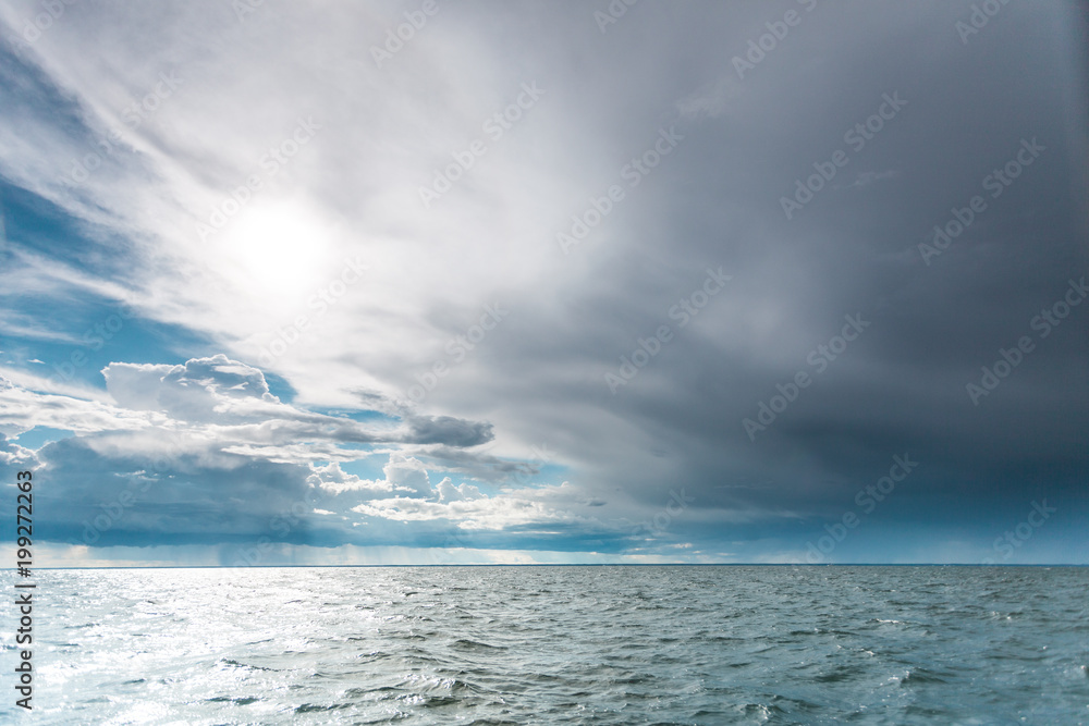 Beautiful seascape evening sea horizon and sky