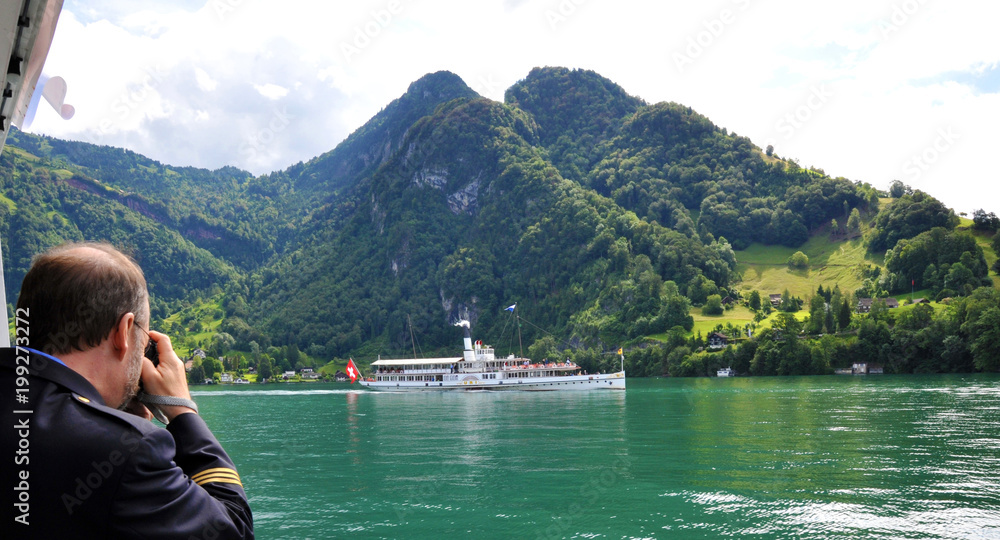 Lucerne, Switzerland - June 18, 2016: Steamship 