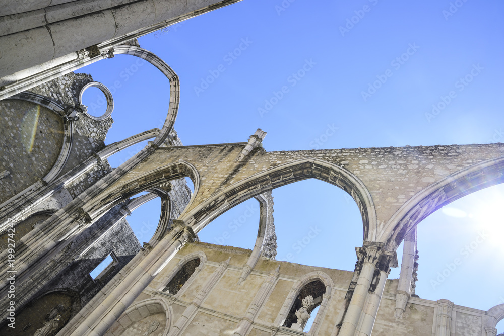 lisbon, interior of the famous convent do carmo