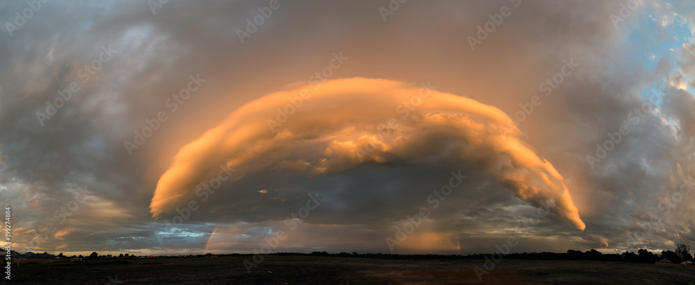 Shelf cloud above rural Australian land