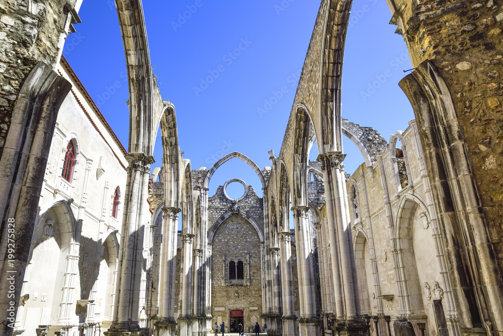 lisbon, interior of the famous convent do carmo