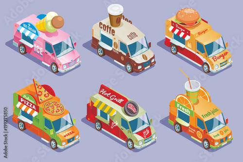 Isometric Food Trucks Collection