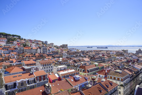 view of Lisbon from the top of the elevador de santa Justa lookout point