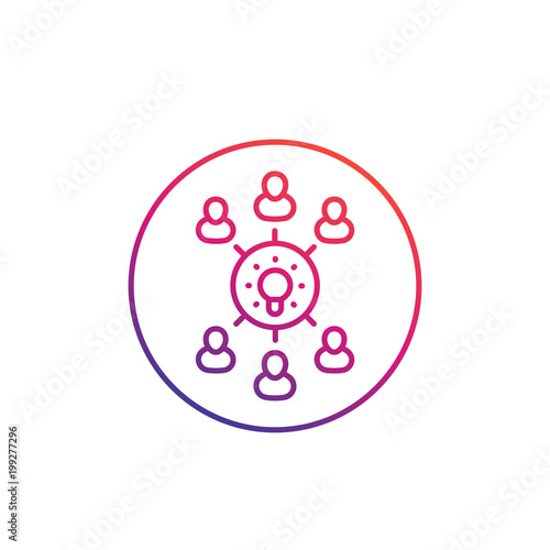 brainstorm, group creativity, gathering of ideas vector line icon