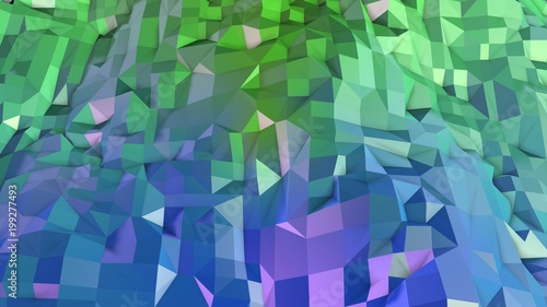 Low poly abstract background with modern gradient colors. Blue green 3d surface 4