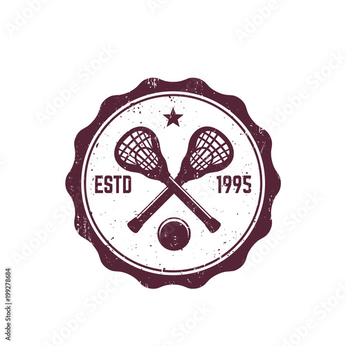 Lacrosse vintage badge, emblem with sticks and ball