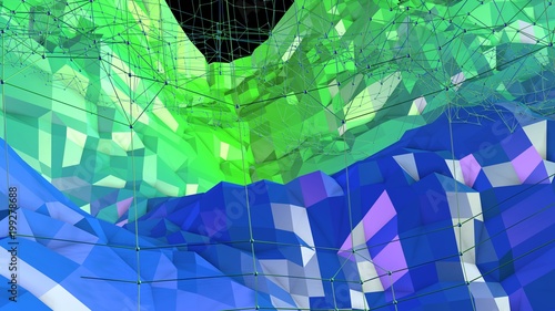 Low poly abstract background with modern gradient colors. Blue green 3d surface 20 photo