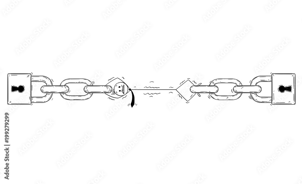 Cartoon stick man drawing conceptual illustration of businessman or user or  employee as the weakest link or weak point of the chain. Business concept  of network security or secret. Stock Vector |