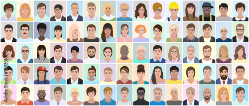 Many different people, portrait, vector