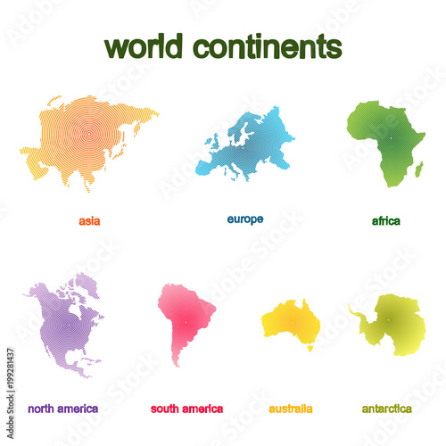 Set of monochrome icons with world continents for your design