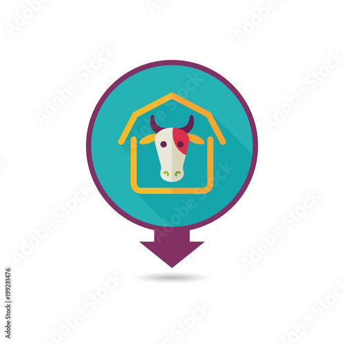 Cowshed vector pin map icon