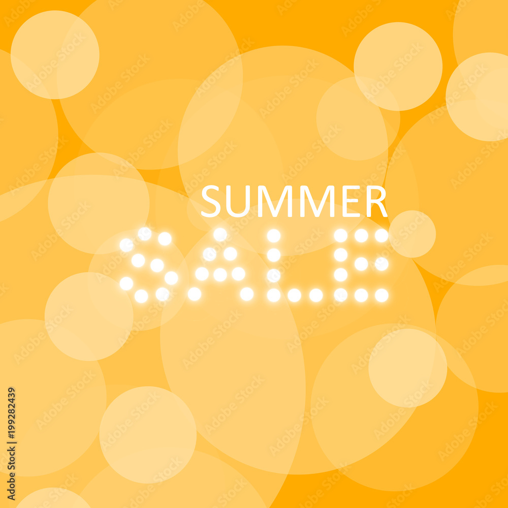 Naklejka premium Summer Sale Lettering over Orange Blurred Background. Vector Illustration