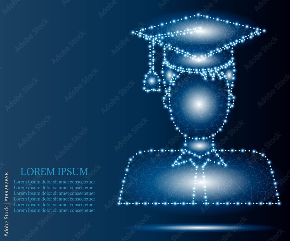 graduate student avatar, man, polygon, blue stars 3 graduate student avatar, man, polygon, blue stars 3