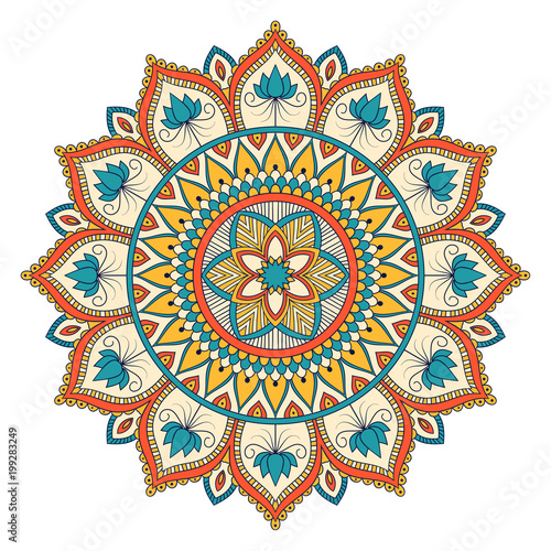 Ethnic ornamental mandala. Decorative design element. Hand drawn vector illustration