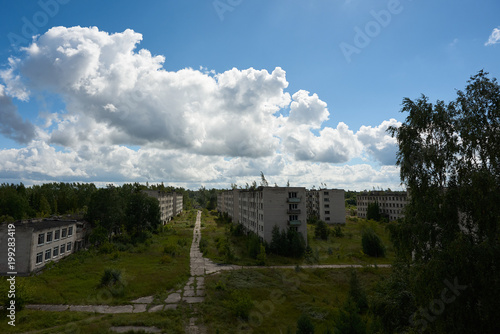 The view of old abandoned soviet city Skrunda. Latvia. © arthurorskis