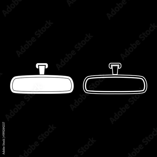 Rear view mirror icon set white color illustration flat style simple image