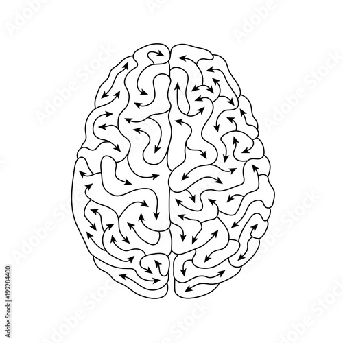 Black & white creative human brain line art illustration