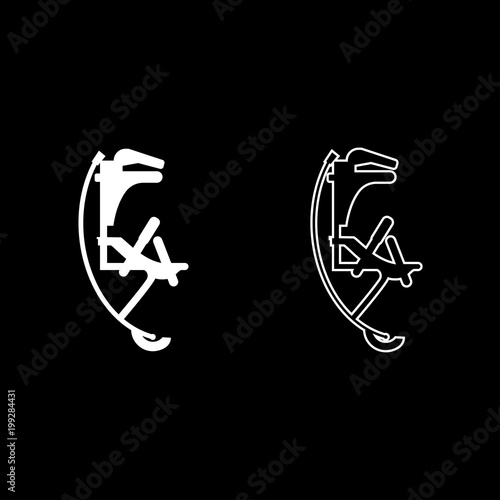 Skyrunner jumper for high jump, jumping boots icon set white color illustration flat style simple image