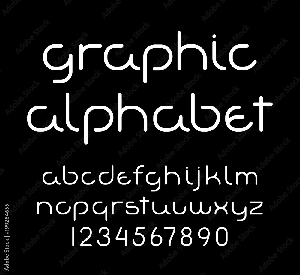 Geometric modern alphabet. Lowercase letters and numbers for poster, headline, decorative lettering. Vector illustration. Geometric modern alphabet. Lowercase letters and numbers for poster, headline, decorative lettering. Vector illustration.