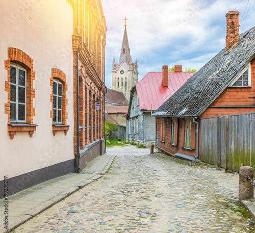 Old street leading to the temple  Cesis  Latvia