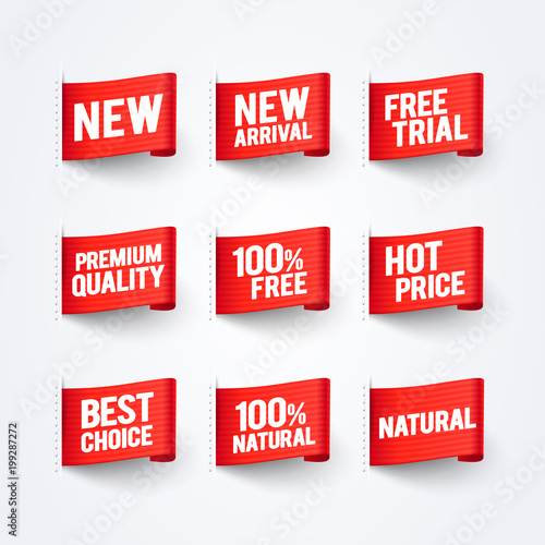 Vector Illustration New Arrival, 100% Free, Natural, Premium Quality, Best Price Label Flag Set