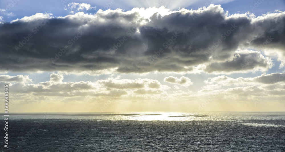 Cabo da Roca, Portugal. View of the Atlantic from the cliff at sunset.