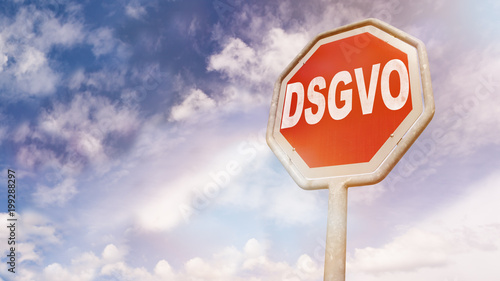 German DSGVO law abbreviation on stop sign as warning